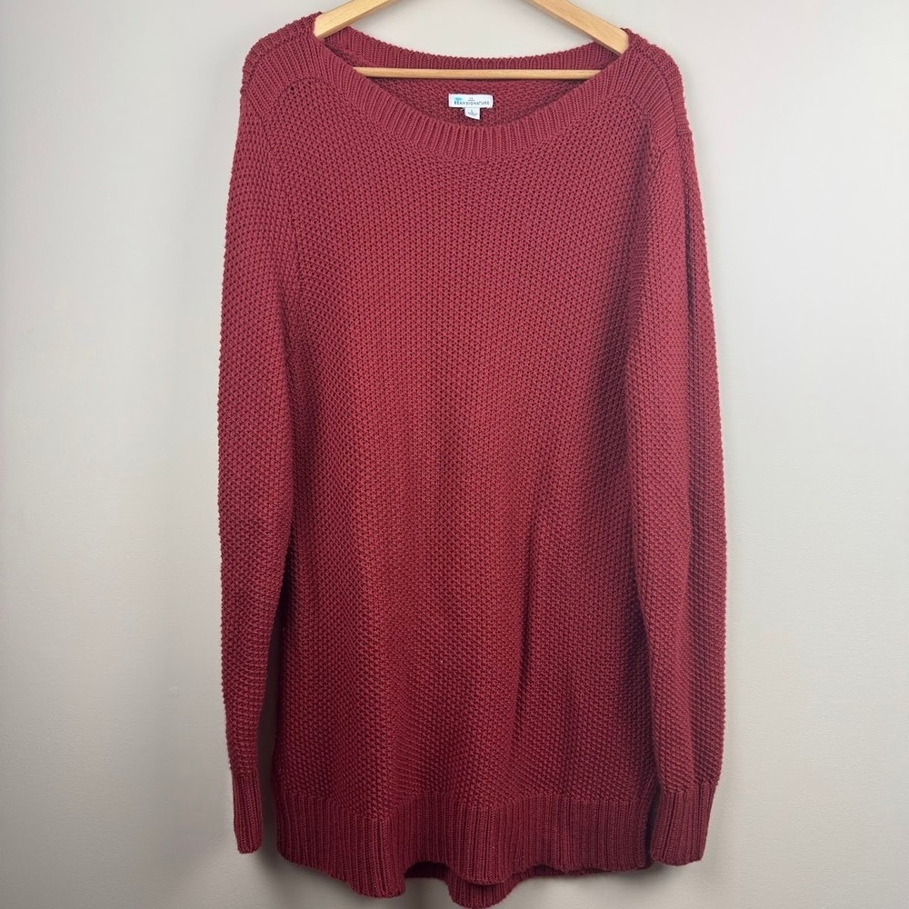 LL Bean‎ Signature Womens 100% Merino Wool Waffle Knit Tunic Sweater Large